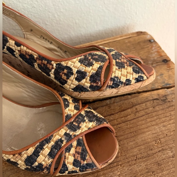 Stuart Weitzman Leopard Print Wedge Sling Backs - Picture 8 of 10